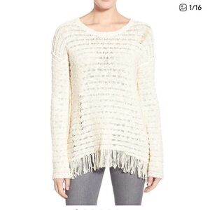 Pam & Gela M fringe cotton sweater